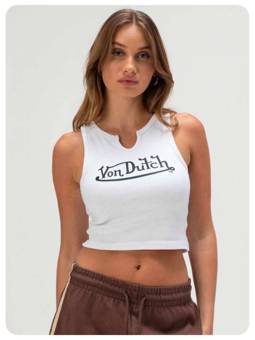 NWT Von Dutch White Sleeveless Crop Tank Top sz S